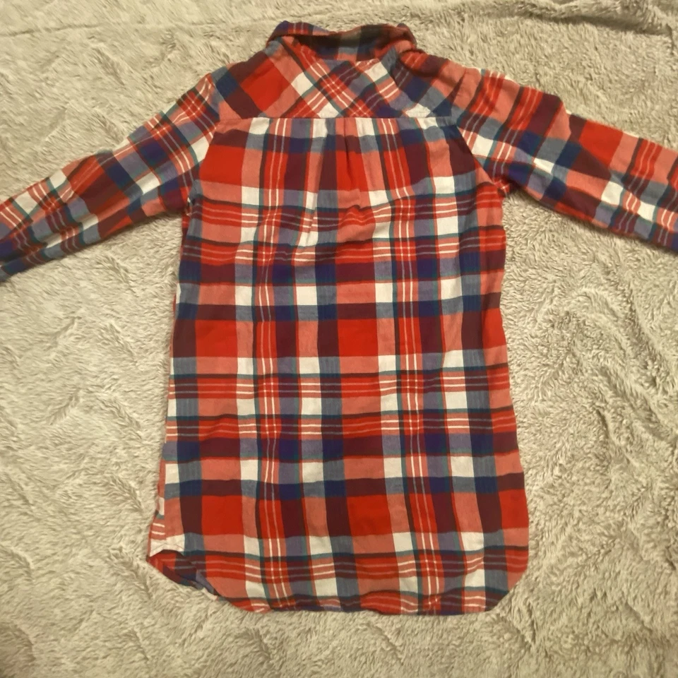 Xhilaration CAMISA DE DORMIR Mujer Franela Vestido Largo XS Rojo Cuadros Botón Delantero Foto 2 de 4