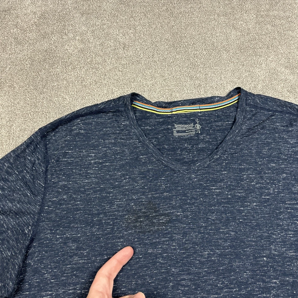 Camisa Smartwool Para Hombres XL Azul Merino Sport 150 Cáñamo Cuello en V Camiseta Rendimiento Foto 3 de 4
