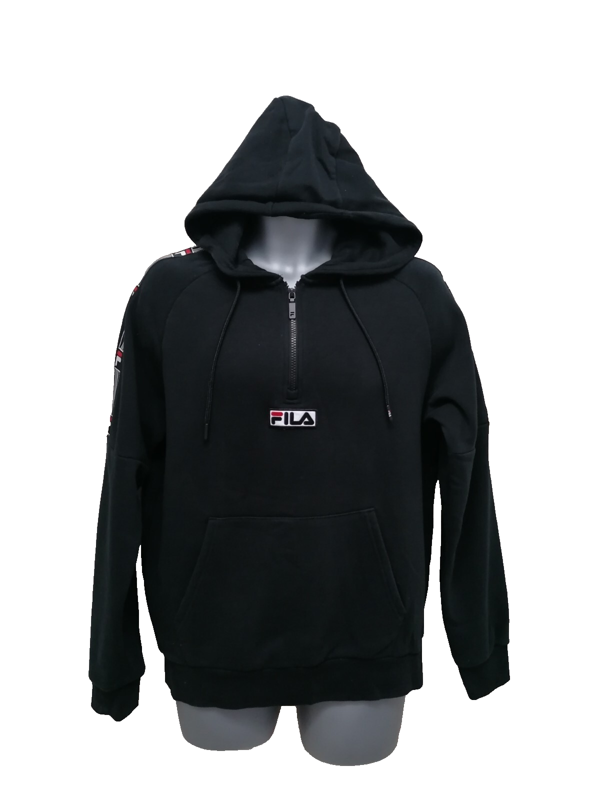 Fila Felpa con Cappuccio Uomo Pullover Pullover Maniche Nastrate Logo Centrale Tasca Taglia M