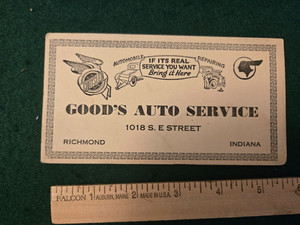 Vintage Good's Auto Service Richmonf IN Advert Blotter Chrysler Image