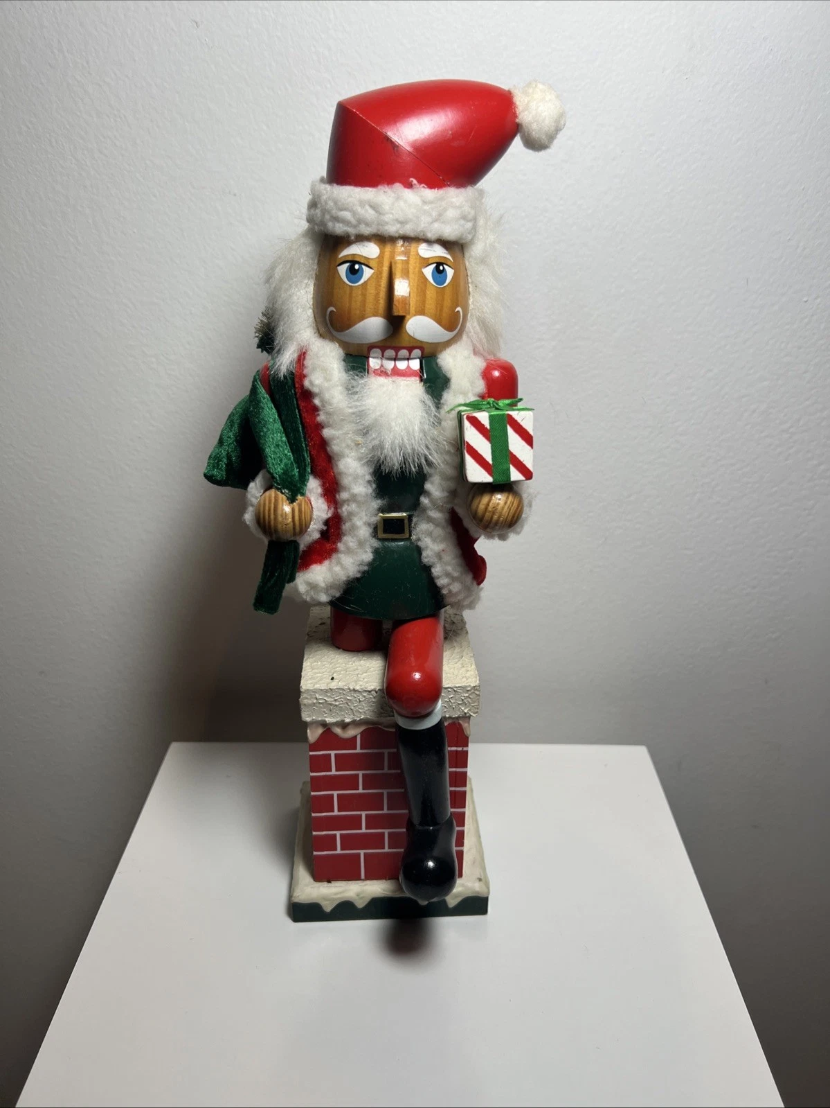 Nutcracker- Limited edition 2010 Wooden Nutcracker Santa In Chimney 14”
