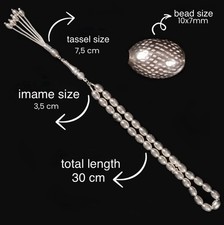 Islamic Prayer Beads, Islamic Misbaha Tesbih, Rosary Tasbih, 925 Sterling Silver