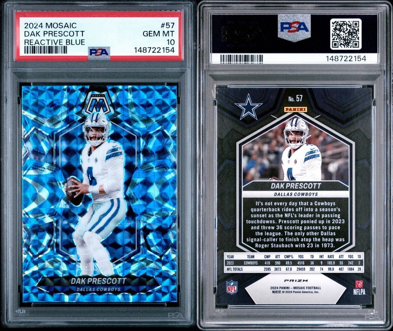 PSA 10 POP 1 2024 Panini Mosaic Dak Prescott #57 Reactive Blue Mosaic Prizm