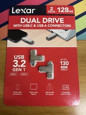 Lexar 128GB 2-in-1 Dual Flash Drive USB-C and USB-A, Mac-Android- PC 2 PACK
