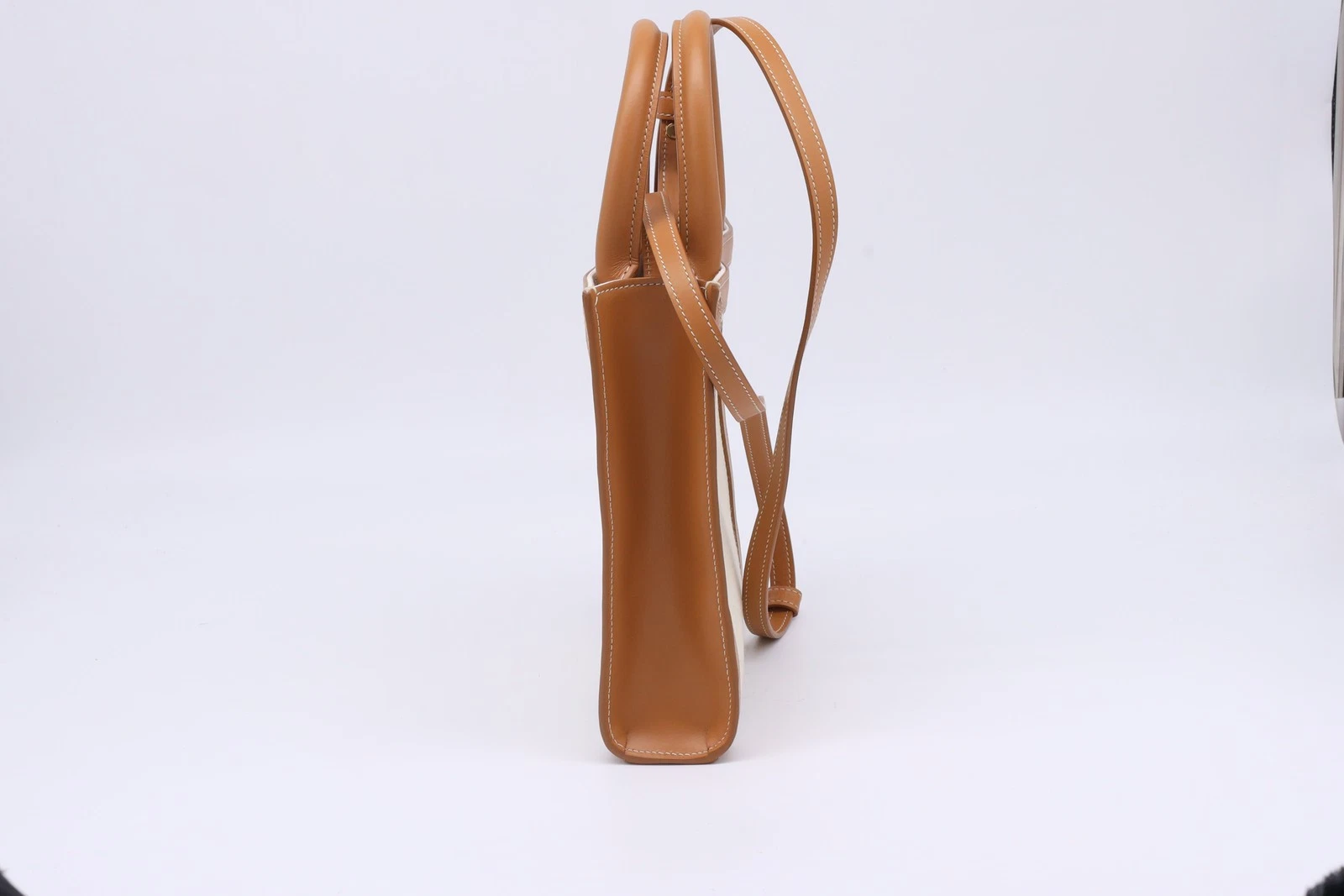 Celine Mini Borsa Cabas Verticale in Tela Marrone Donna Ocra Taglia Unica