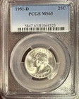 PCGS 1951-D Washington Quarter SILVER MS65
