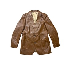 Vintage 70s Lakeland Leather Blazer Jacket   42 Long