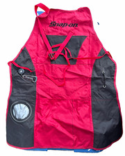 Snap-on Bib Apron Red/Black Colorblock Polyester Adjustable Pocket SSX18P106