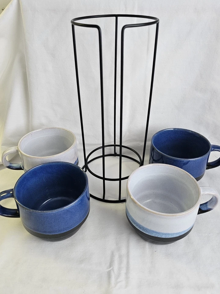 Juego de 4 tazas de cerámica apilables Boston Warehouse Trading Corp Foto 2 de 4