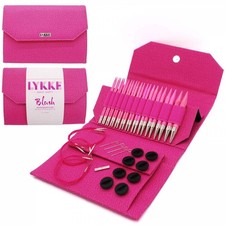 Lykke Blush Interchangeable Circular Knitting Needles US 4 Fuchsia Denim Case