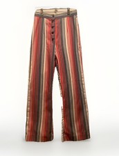 Vintage 1970s Hippie Red White Blue Flare Leg Pants   Button Front - Size Small