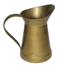 Vintage  Gold Brass Metal Pitcher With Handle 4" Heavy Quality Creamer Vase