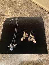 Disney Cinderella Jewelry Set-Charm Necklace and Unique Earrings Slippers