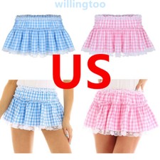 Men Womens Schoolgirl Uniform Role Play A-line Plaid Cosplay Mini Skirt Dress