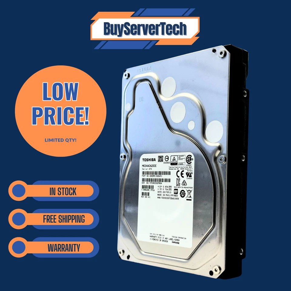 Toshiba MC04ACA 2TB 7200RPM 3.5" SATA 6Gb/s HDD MC04ACA200E 128MB 0HRS ENT - Image 2 of 4
