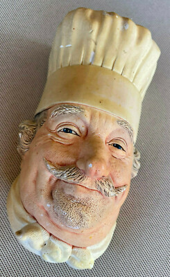 Chef Plaque England 1969 Bossons 3D Chalkware Character Head Baker #30 Mustache