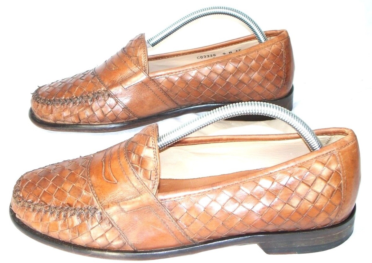Cole Haan City Woven Penny Loafers Brown Leather Mens 9 M | eBay