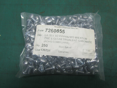 1/4-20 X 1/2 PH PAN M/S W/EXT LW ZINC CLEAR TRIVALENT CHROMATE