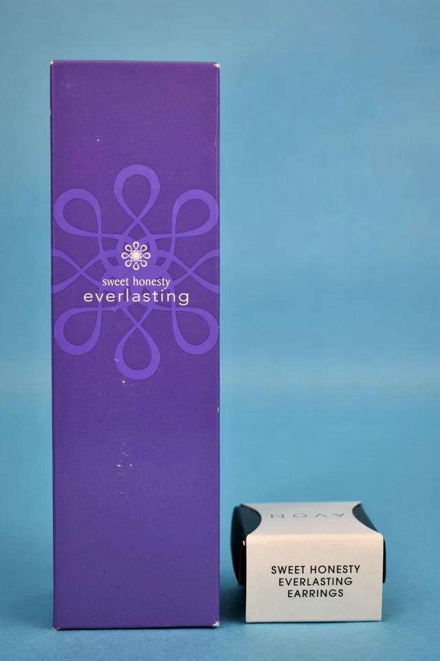 Juego de regalo de fragancia AVON "Sweet Honesty Everlasting" vintage con pendientes - Nuevo en caja Foto 2 de 4