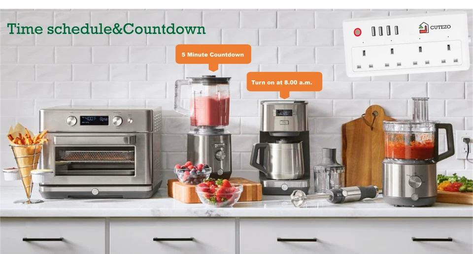 Cutezo Smart Power Strip with 4 AC Outlets &4 USB Port (Fast Charging/Energy A+) - Image 4 of 4