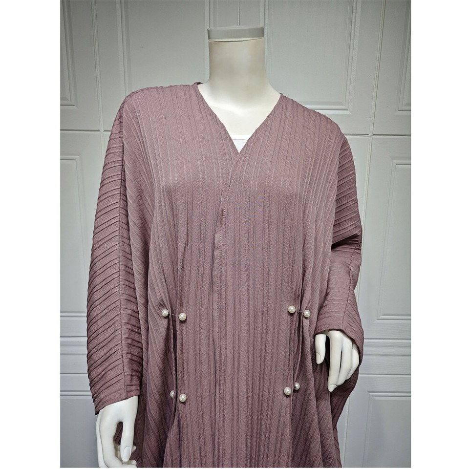 Kaftano Abaya Muslim Donna – Cardigan Aperto Lungo Con Maniche A Puff – Nero, Eleganza Ramadan - Foto 5