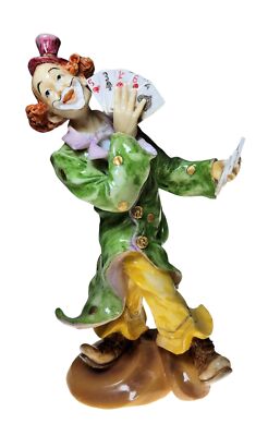Elegant Clown Figurine Circus Performer Card Trick 4 Aces