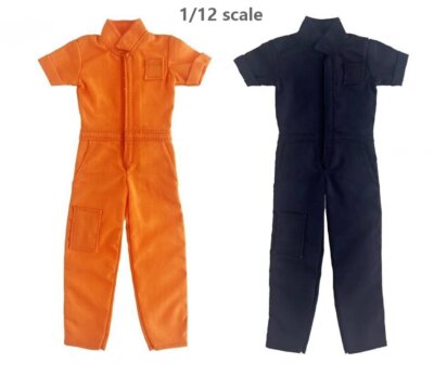 1/12 Scale Orange/ Dark Blue Jumpsuit Prison Clothes for 6'' Figma Shf