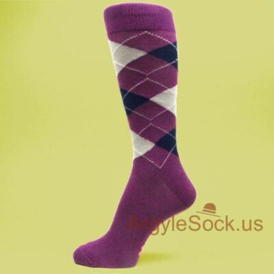 purple and gold dress socks Men's Dark Purple and Gold Striped Socks TieMart main image 1