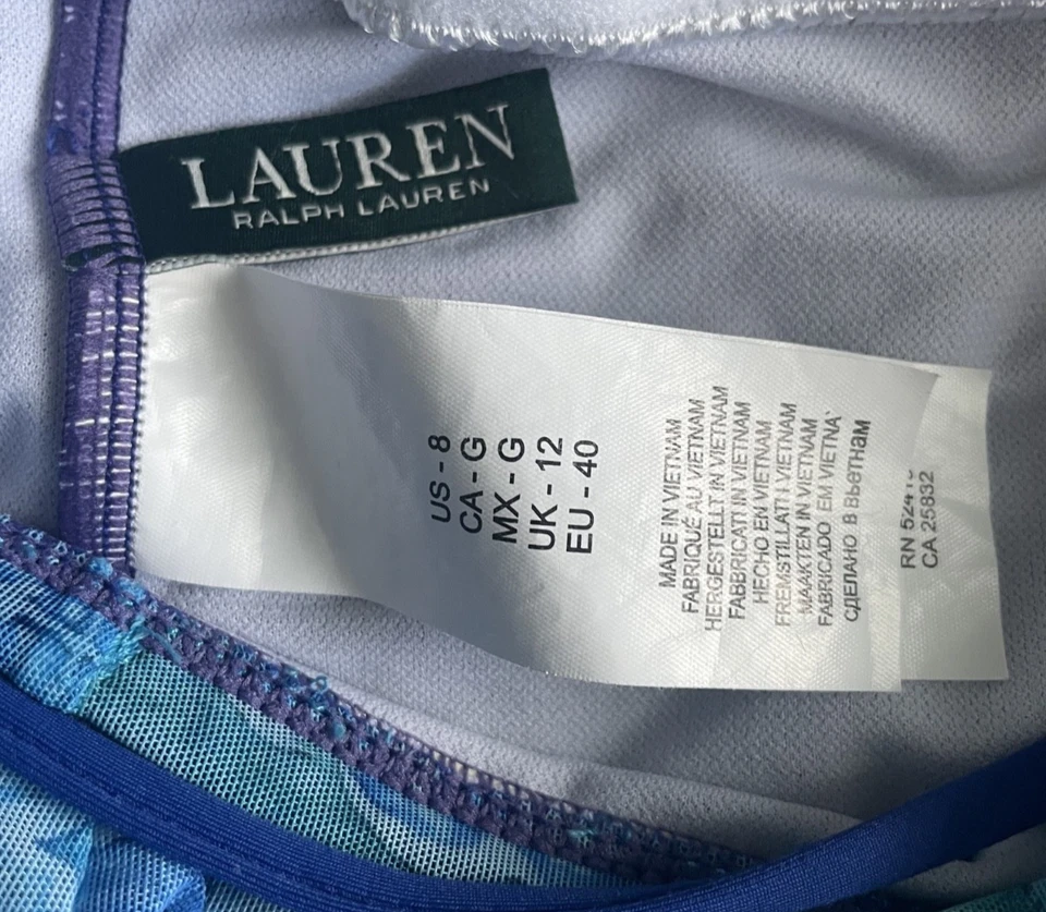 Traje de baño azul Ralph Lauren Flyaway bandeau de una pieza para mujer talla 8 Foto 4 de 4