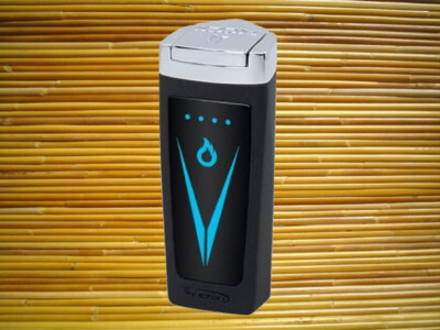 Vector Icon II Feuerzeug mit dreifach Flamme  USB  Chrom / BLack Crackle