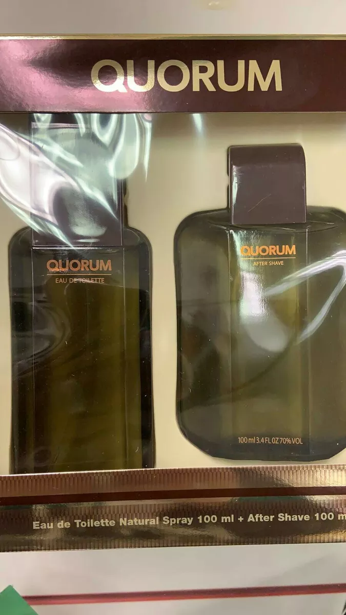 Quorum by Puig 2 Piece Gift Set for Men. 3.4 oz edt spray and 3.4oz after shave