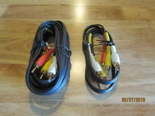 3 Ft. and 12 Ft. RCA Cables, Audio Video AV for DVD VCR HDTV, New, Lot of 2