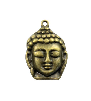 2 Metallanhänger Buddha bronze 29 x 20 Yoga Perlen Mantra Kopf