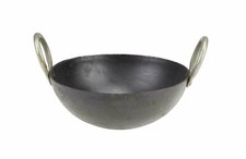 Iron Frying Pan Wok Karahi Kadahi Heavy Duty Round Base Deep Handmade Balti Dish