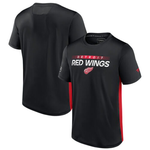 Men's Fanatics Black/Red Detroit Red Wings Authentic Pro Rink Tech T-Shirt - Picture 1 of 3