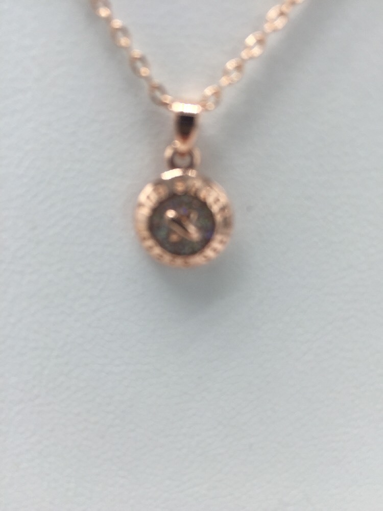 $49 Ted Baker Rose Gold Tone Enamel Button Pendant Necklace A251