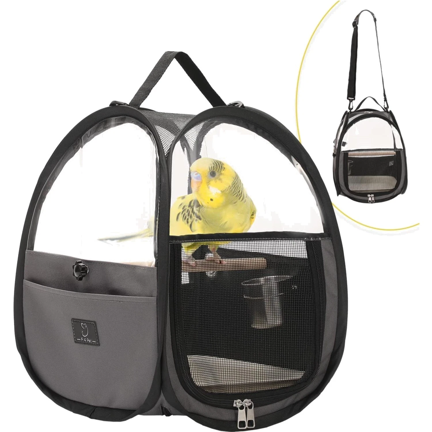 Lightweight Oxford Fabric Bird Carrier with Feeder and Tray - Ideal for Travel