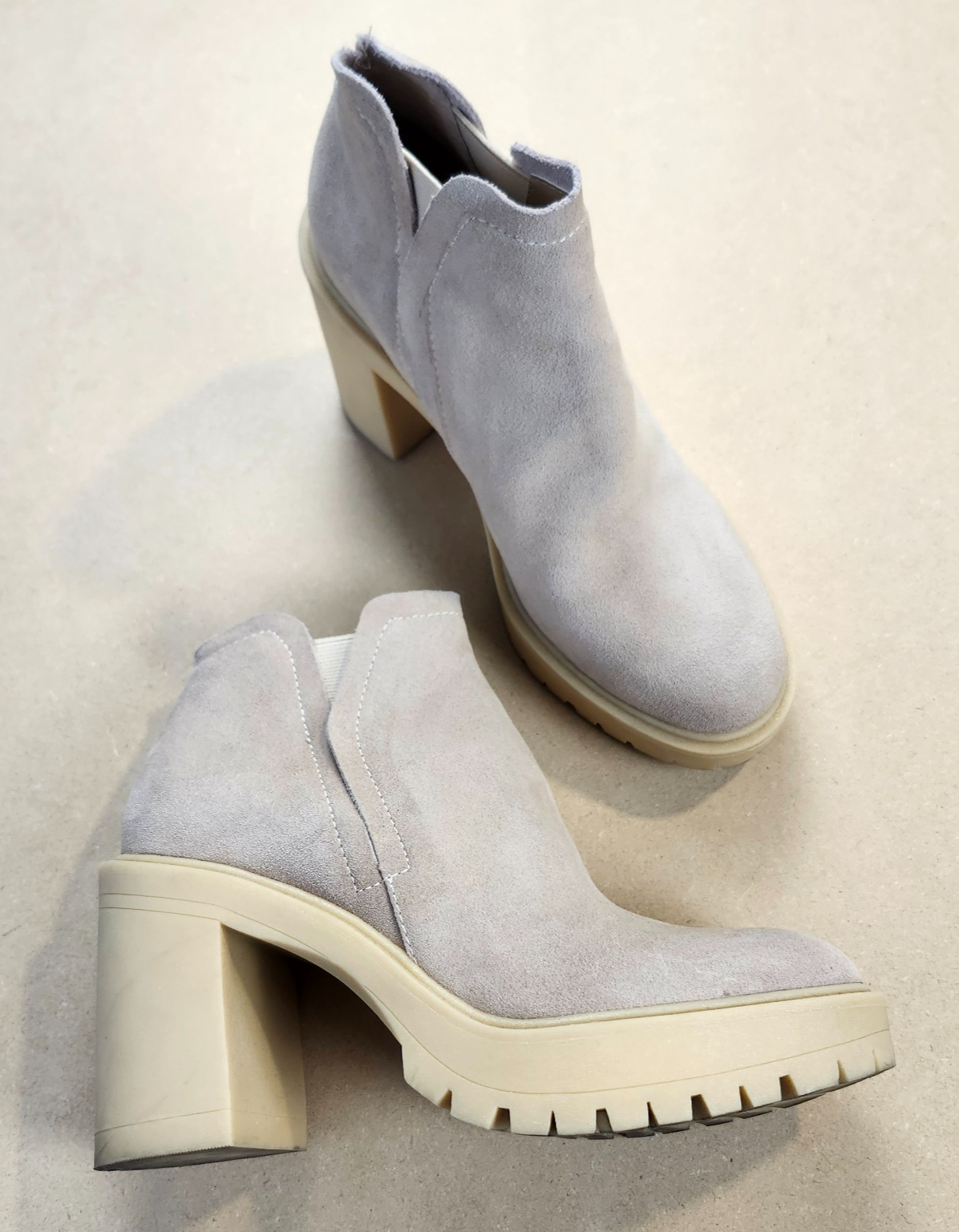 SAOLA Stivaletti Dolce Vita donna taglia 7 beige scamosciati plateau suola a strappo tacco grosso