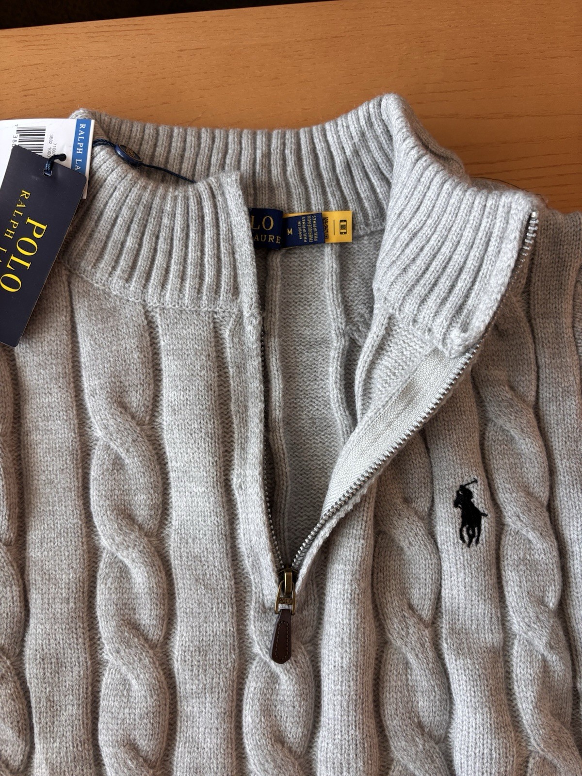 Polo Ralph Lauren Men’s Cable-Knit Quarter-Zip Sweater Gray - S, M, L, XL thumbnail 7
