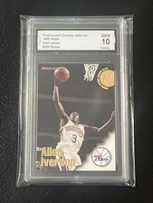 1996 ALLEN IVERSON NBA HOOPS ROOKIE RC GEM 10 #295 MINT 76ers