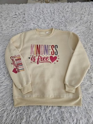 Kindness is Free Sprinkle It Everywhere Sweatshirt Top Cream Multicolor Womens M