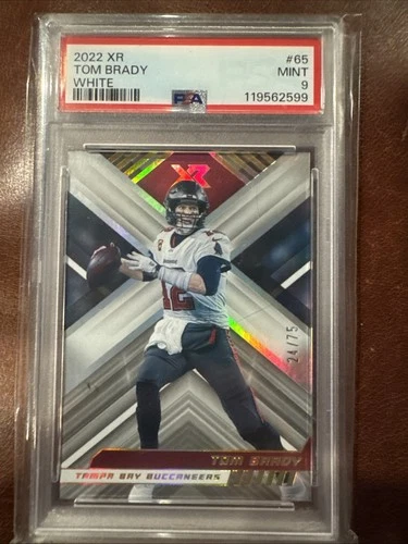 Tom Brady 2022 XR White SP #’d 24/75 PSA Mint 9 Patriots QB MVP Goat