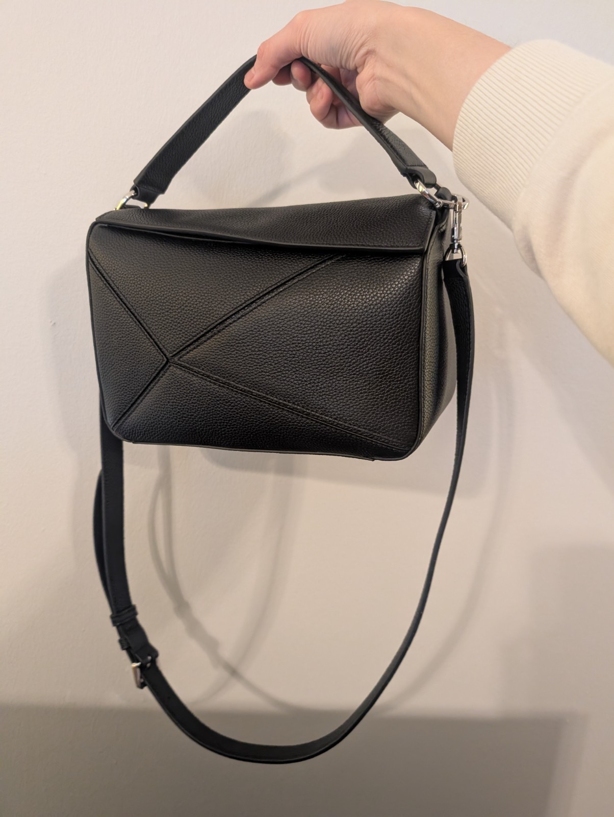 Quince handbag black leather patchwork crossbody … - image 1