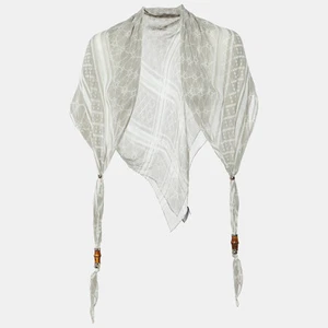 Foulard en coton imprimé détail mors de cheval gris Gucci