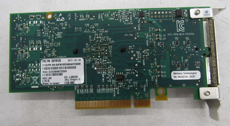 Mellanox ConnectX-3 Dual Port QSFP PCIe Network Adapter MCX314A-BCBT 00FW827 - Image 3 of 4