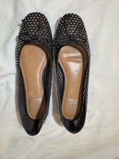 DV Dolce Vita Black Mesh Rhinestone Bow Ballet Flats Women's Shoes