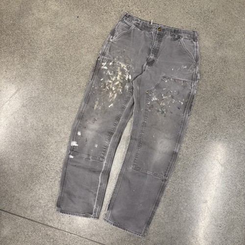 Vintage Faded and distressed grey Carhartt double knee pants 34x34