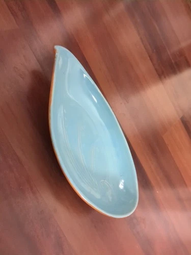 Vintage McCoy Pottery Candy Dish Blue/Orange with Pattern Retro USA