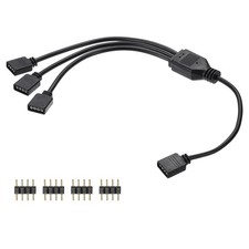 RGB Splitter Cable, 12V 12" 4 Pin 1 to 3 Female to Female RGB Adapter Cable w...