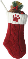 Dog Christmas Stocking, Pet Christmas Stockings with Embroidered Paw, 9 Inches M